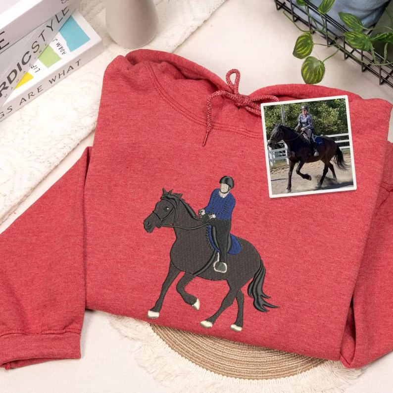 ペットの肖像画刺繍入りTシャツ／スウェットシャツ - あなたとあなたの犬または猫の写真でカスタマイズできます