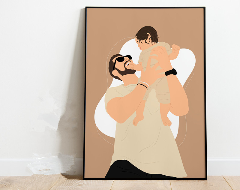 カスタム家族写真ウォールアート、パーソナライズされたお父さんのポートレートプリント、父の日ギフト-welikecustom-MJ