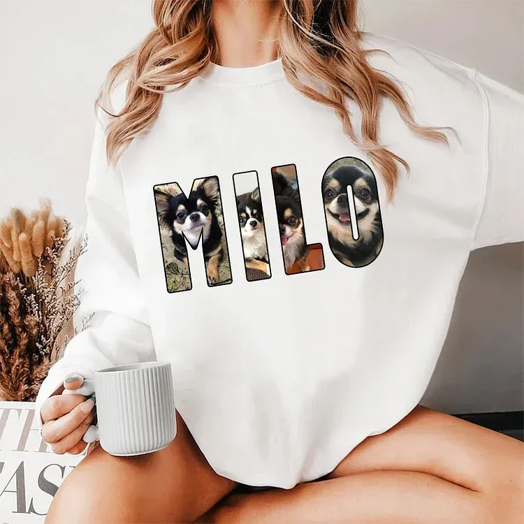 ペットの写真と名前をカスタマイズできるスウェットシャツ パーカー Tシャツ-welikecustom-MJ