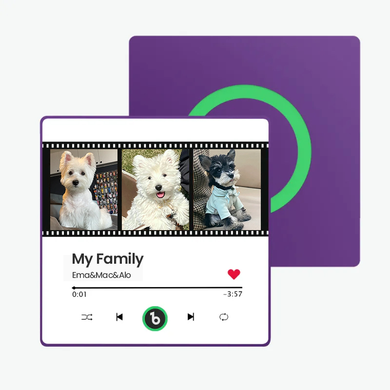 音楽再生可能 ペット写真冷蔵庫マグネットF - 毎日聴ける思い出のプレイヤー