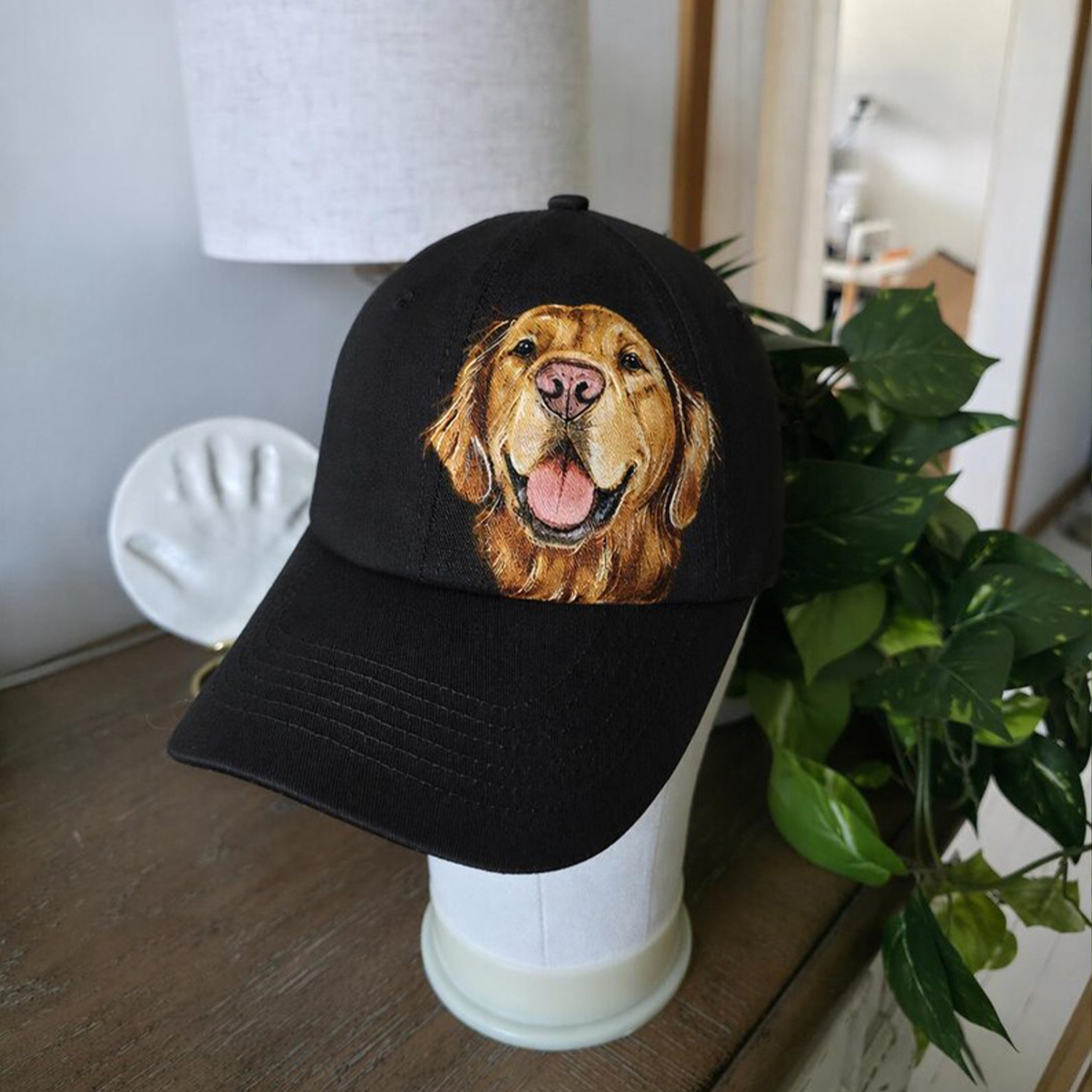 【完全オーダーメイド】手描きペット肖像画キャップ / 愛犬・愛猫の似顔絵帽子 / 記念日ギフト・お揃いコーデに
