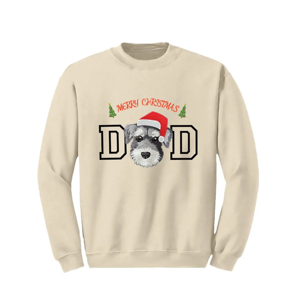 「Pet Mom and Pet Dad」のためのカスタムクリスマスペットフェイス刺繍スウェットシャツパーカー-welikecustom-MJ