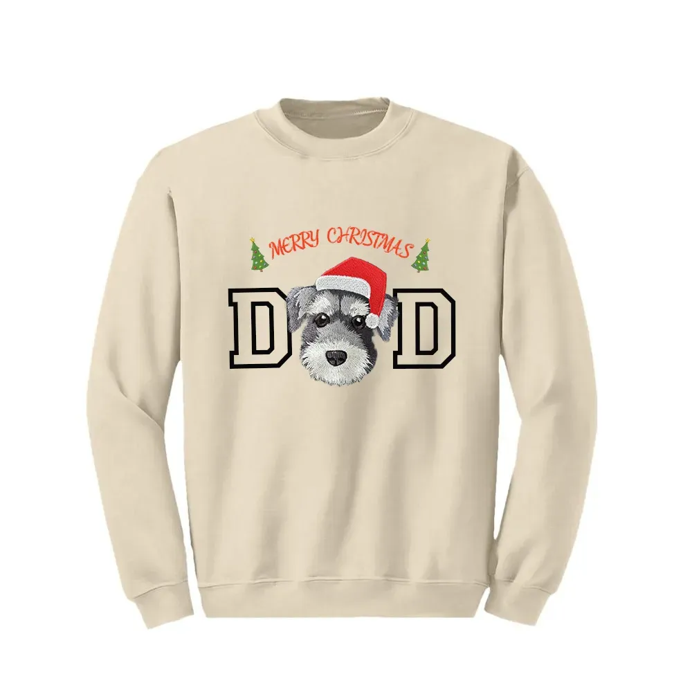 「Pet Mom and Pet Dad」のためのカスタムクリスマスペットフェイス刺繍スウェットシャツパーカー-welikecustom-MJ