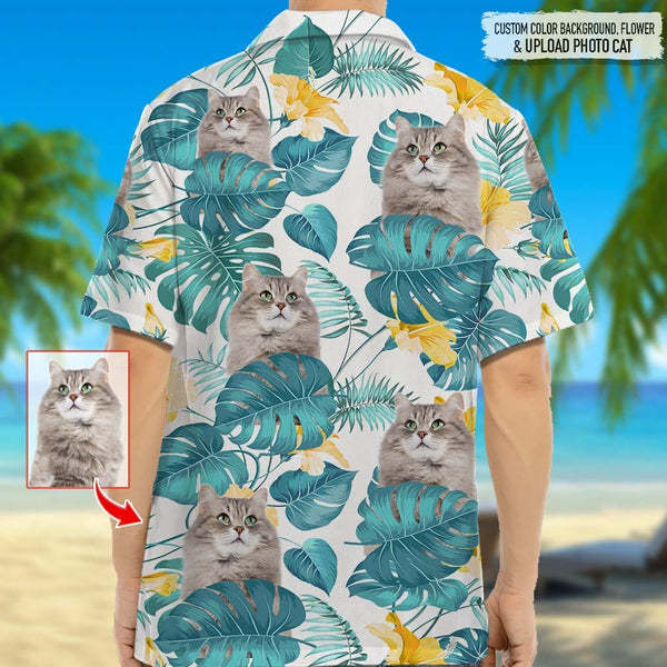 熱帯の葉とペット - 犬と猫のパーソナライズされたカスタムユニセックスハワイアンシャツ-welikecustom-MJ
