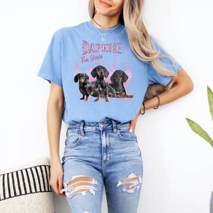 カスタムレトロ犬用Tシャツ、犬の写真コラージュ90年代風シャツ、ビンテージスタイルのペット写真プリントTシャツ-welikecustom-MJ