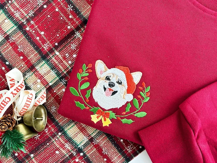 カスタムペット刺繡クリスマスレイシリーズTシャツ、トレーナー、パーカ-welikecustom-MJ