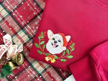 カスタムペット刺繡クリスマスレイシリーズTシャツ、トレーナー、パーカ-welikecustom-MJ