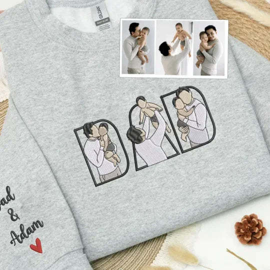 PAPAカスタムカラー写真刺繍Tシャツ、スウェットシャツ、パーカー-welikecustom-MJ