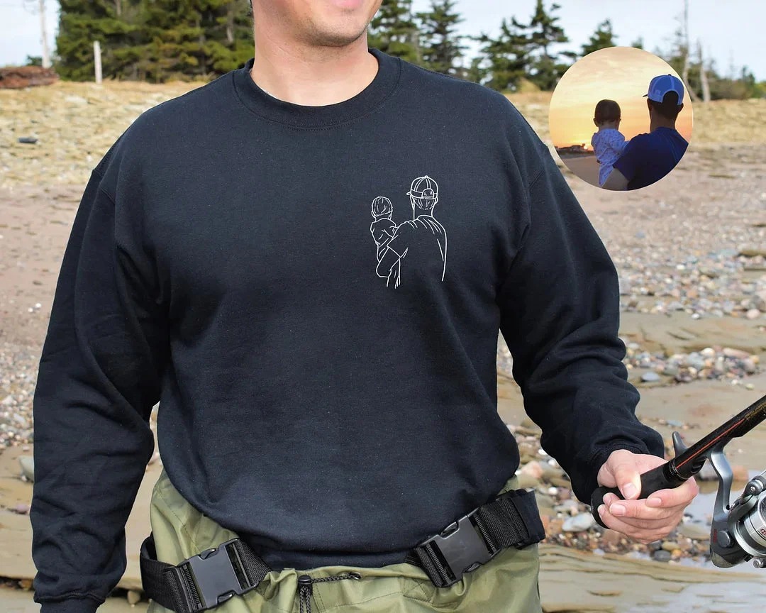 父の日限定 写真シルエット刺繍カスタムトップス-welikecustom-MJ