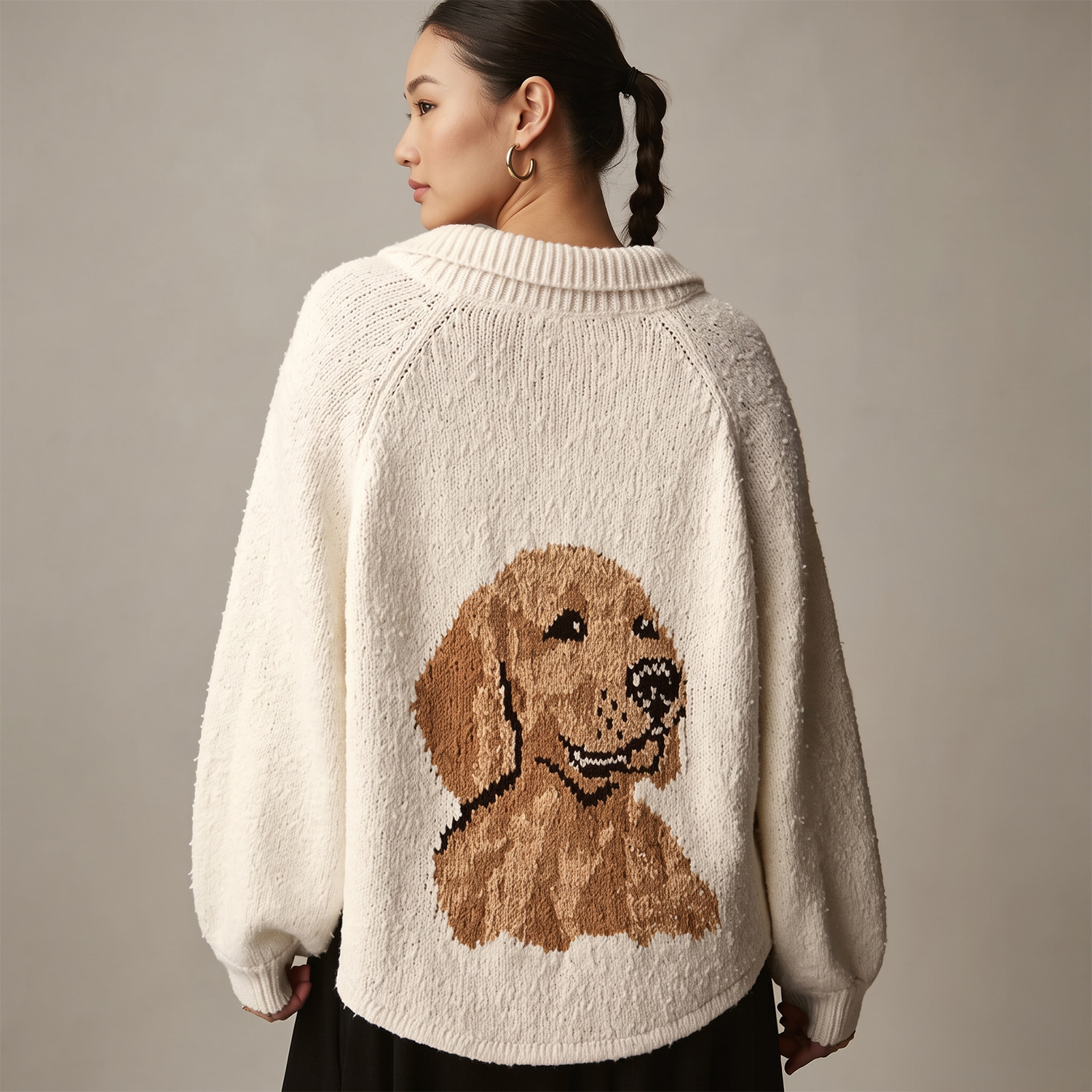 【オーダーメイド】愛犬・愛猫ポートレート ニットカーディガン ｜世界に一つだけのペット似顔絵セーター