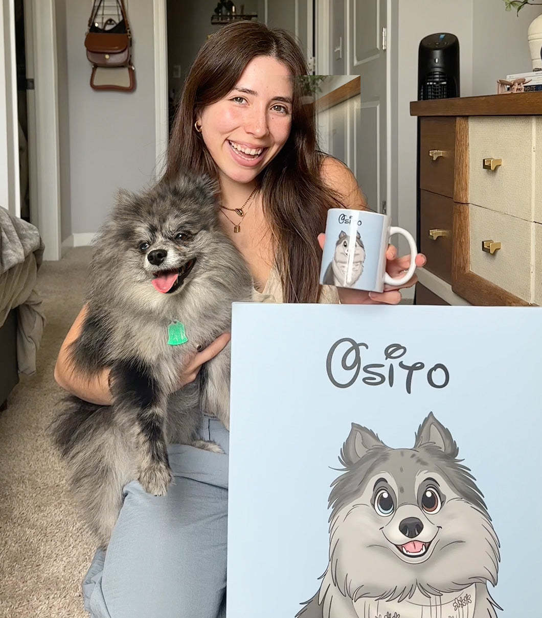 カスタム手描き漫画ペットポートレートキャンバス-welikecustom-MJ