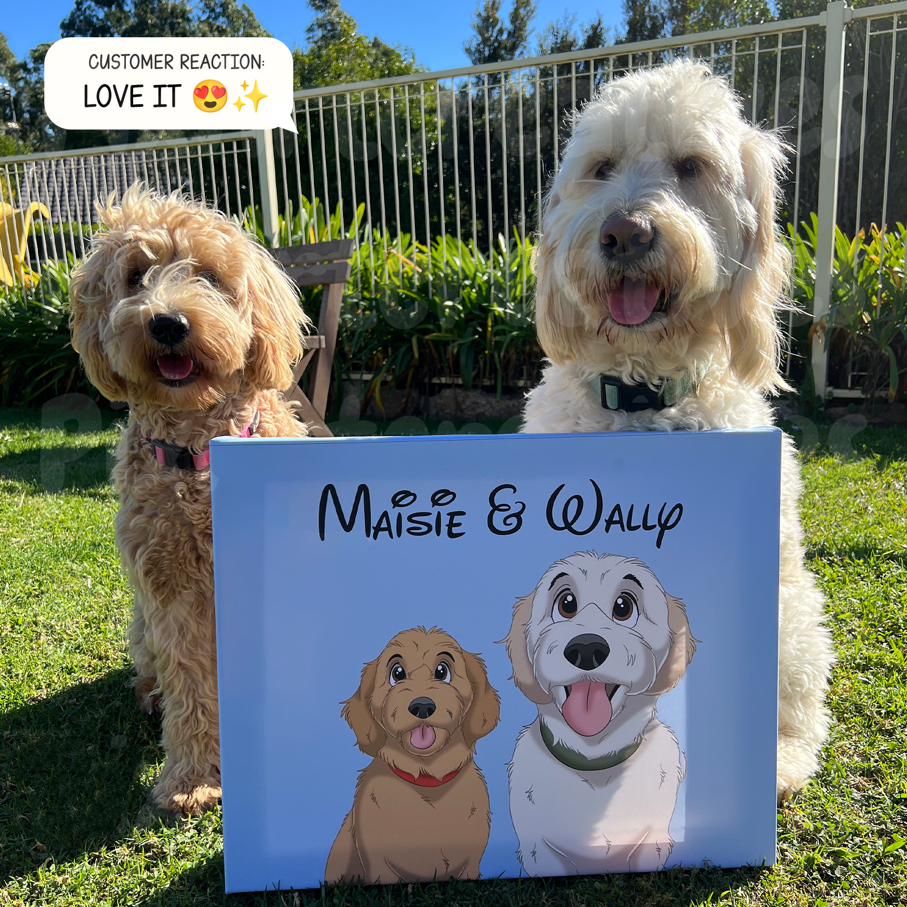 カスタム手描き漫画ペットポートレートキャンバス-welikecustom-MJ