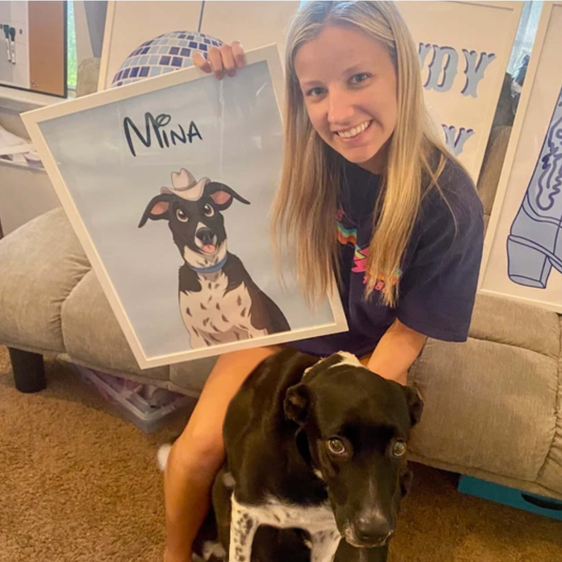 カスタム手描き漫画ペットポートレートキャンバス-welikecustom-MJ