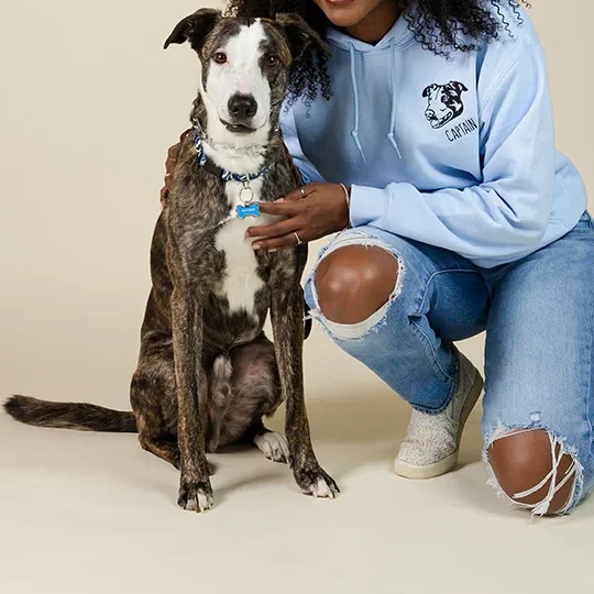 ペットの顔刺繍スウェット、Tシャツ、パーカー