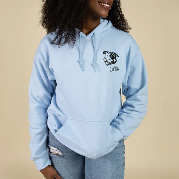 ペットの顔刺繍スウェット、Tシャツ、パーカー