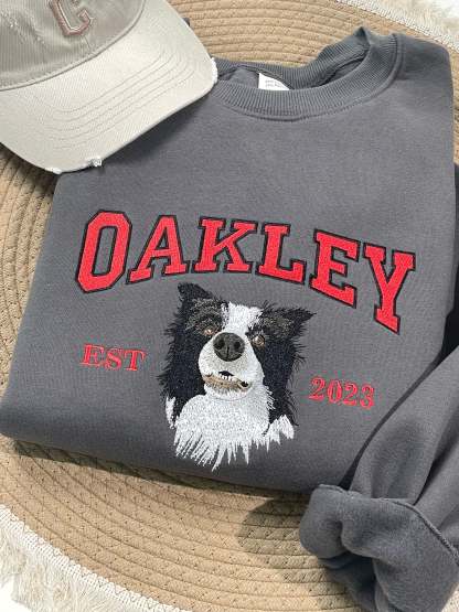 🔥Hot Sale🔥漫画風ペットの肖像画が入ったカスタム刺繍スウェットシャツ