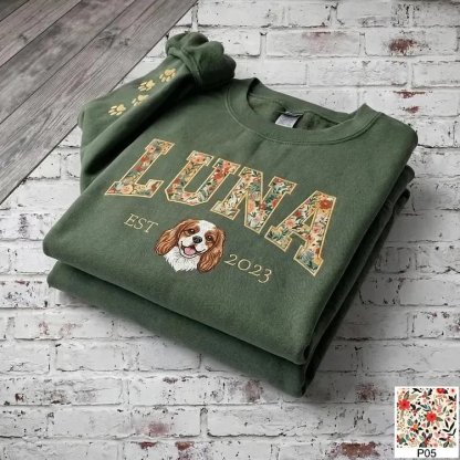 [Copy]愛犬の顔刺繍ギンガムチェック スウェット｜ヴィンテージ風 varsity デザイン｜ペット記念品・犬好きへのプレゼント