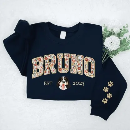 [Copy]愛犬の顔刺繍ギンガムチェック スウェット｜ヴィンテージ風 varsity デザイン｜ペット記念品・犬好きへのプレゼント