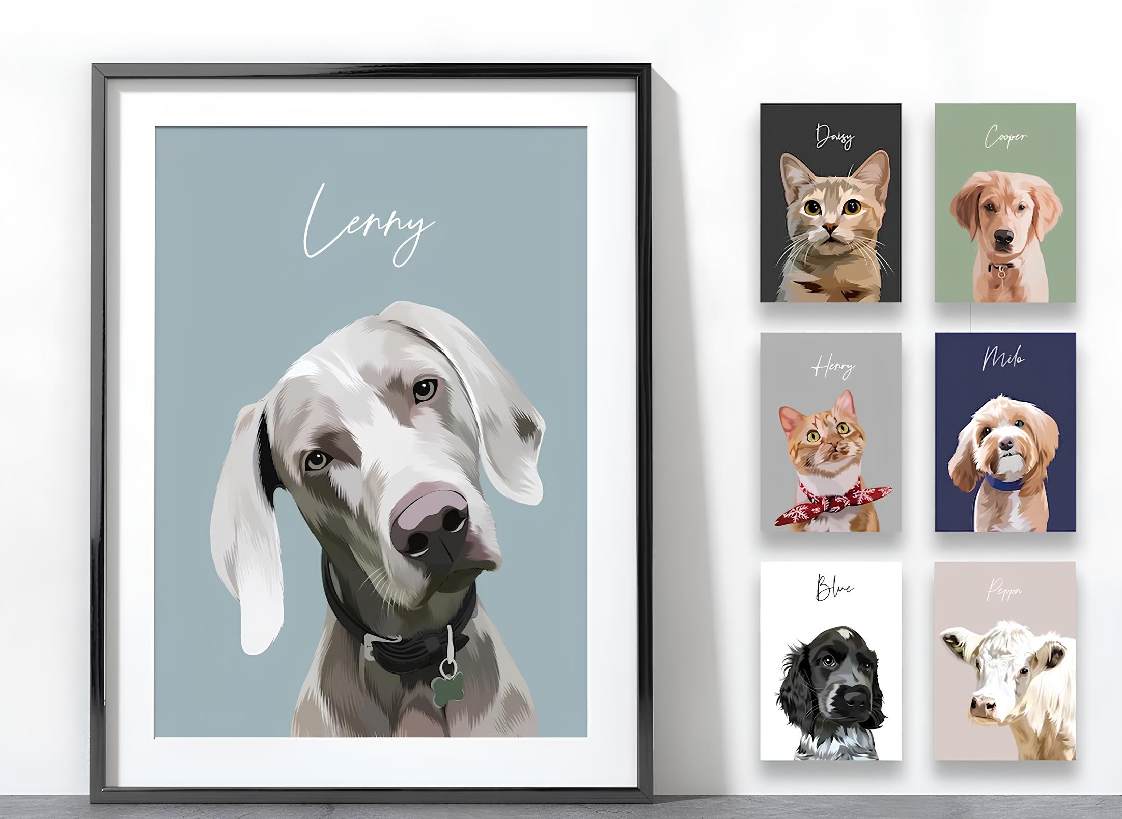 カスタムペットポートレートパーソナライズされた犬のキャンバスウォールアート-welikecustom-MJ