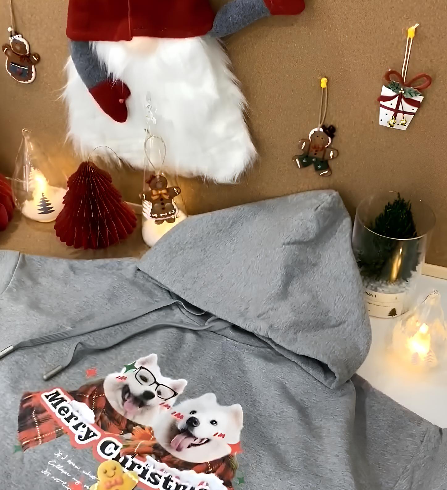 ペットの写真を入れた T シャツ、スウェットシャツ、パーカーのカスタマイズされたクリスマス コレクション-welikecustom-MJ