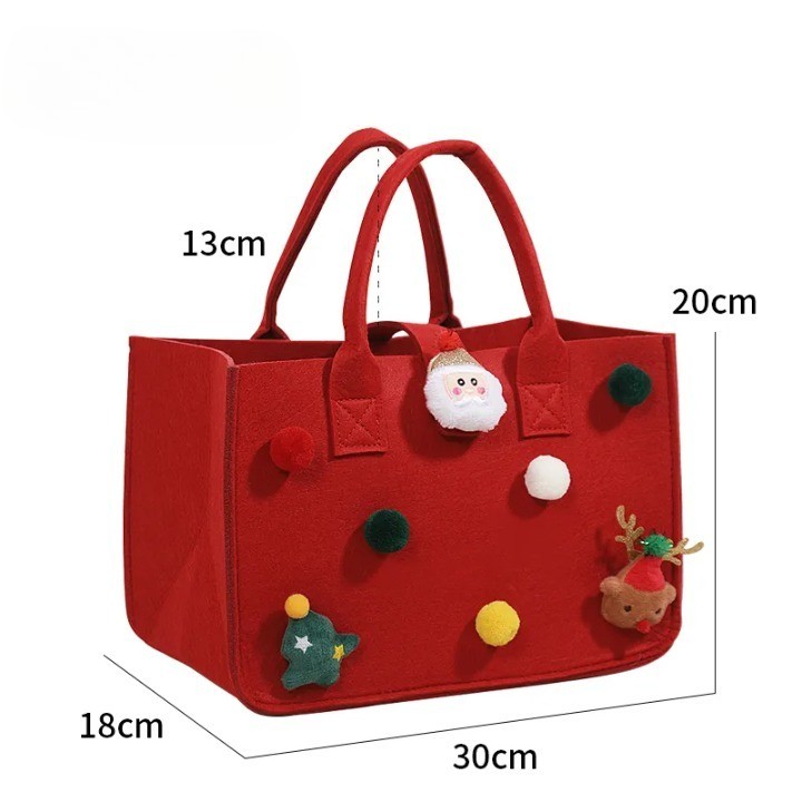 レッド クリスマス ウール フェルト トート バッグ-welikecustom-MJ