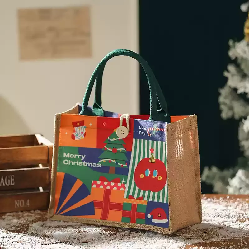 クリスマススタイルのリネンハンドバッグ-welikecustom-MJ