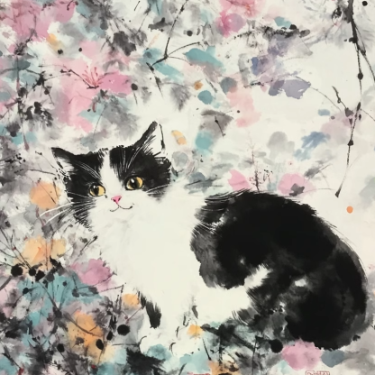 中国水墨画風のカスタムペットポートレート-welikecustom-MJ