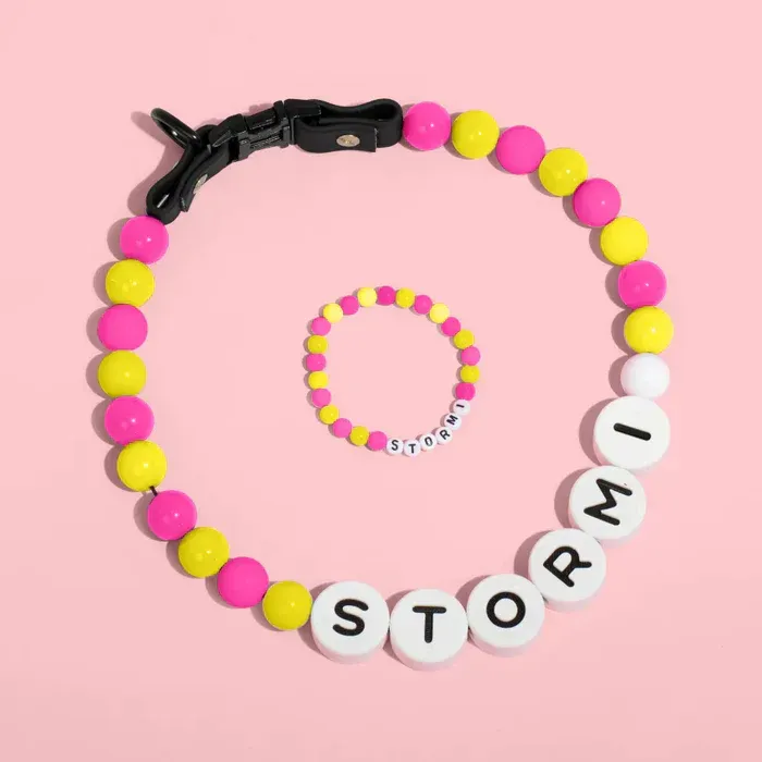 ペット名ビーズネームカラー - 同デザインブレスレット無料付属-welikecustom-MJ