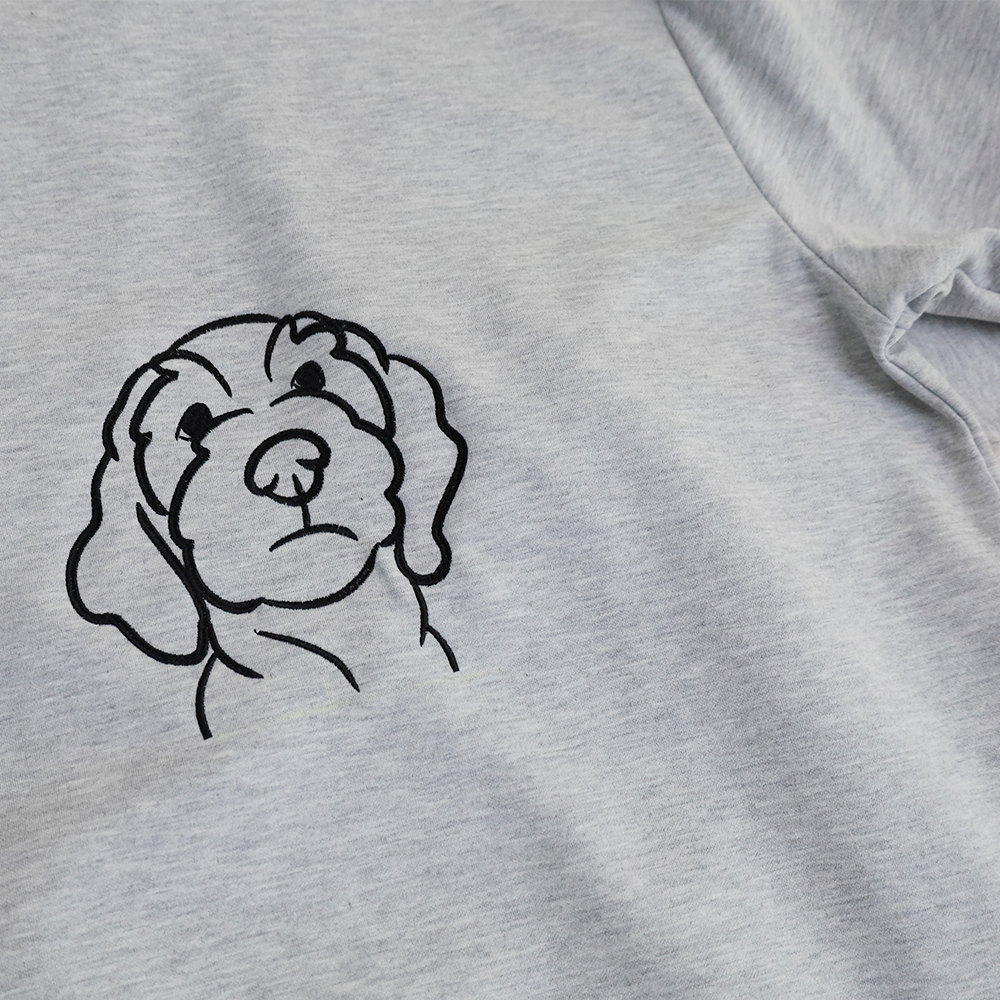 カスタム刺繍ペットポートレートパーカー、スウェットシャツの前面と背面に刺繍ペットポートレート-welikecustom-MJ