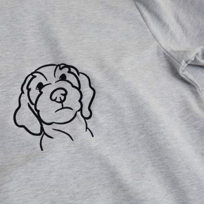 カスタム刺繍ペットポートレートパーカー、スウェットシャツの前面と背面に刺繍ペットポートレート-welikecustom-MJ