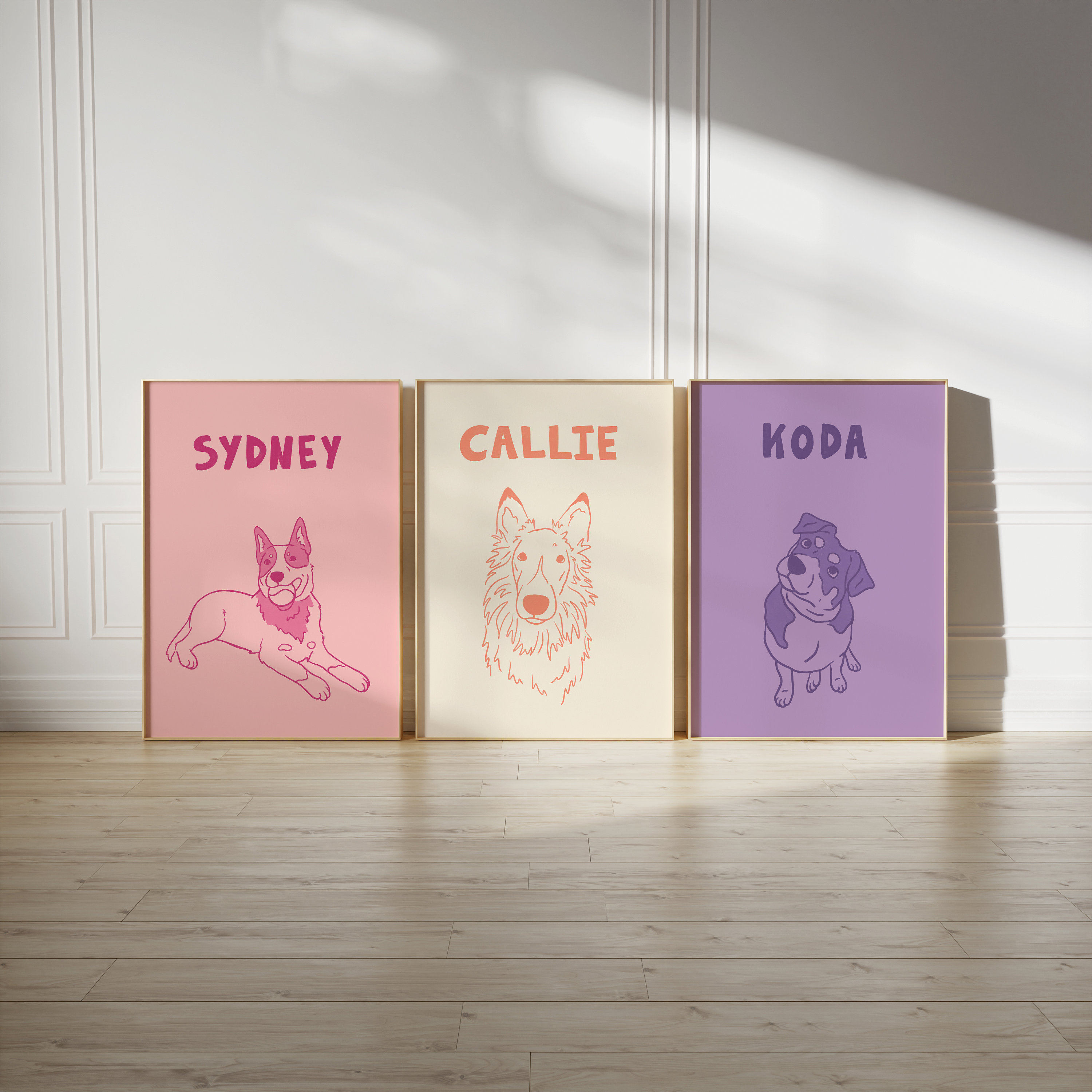 カスタムペットポートレートアートプリントキャンバスパーソナライズされた犬の壁アート-welikecustom-MJ