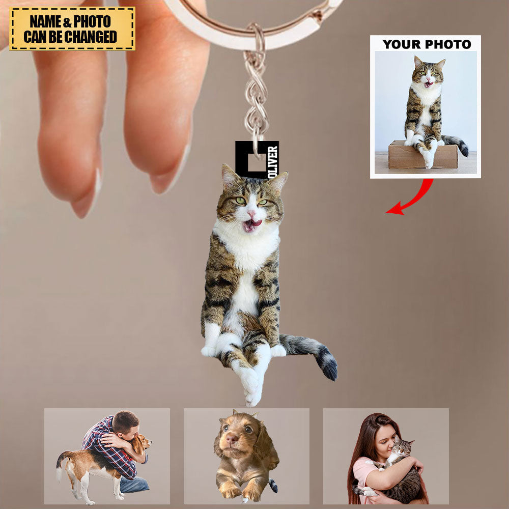 パーソナライズされたキーホルダー - ペット愛好家へのギフト - あなたの写真をアップロードするアクリルキーホルダー-welikecustom-MJ