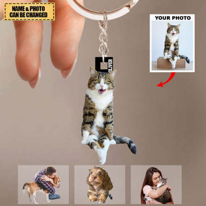 パーソナライズされたキーホルダー - ペット愛好家へのギフト - あなたの写真をアップロードするアクリルキーホルダー-welikecustom-MJ