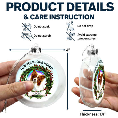 カスタム写真の愛らしい犬と猫は永遠に私の心の中にいます、パーソナライズされたクリアフラットボールオーナメント-welikecustom-MJ