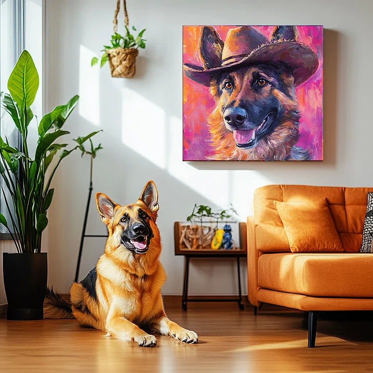 カウボーイ風 ペットキャンバスアート-welikecustom-MJ