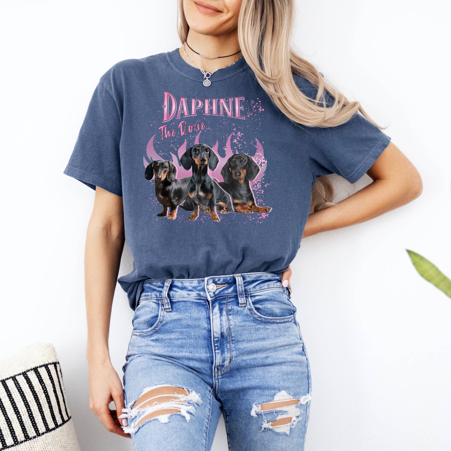 カスタムレトロ犬用Tシャツ、犬の写真コラージュ90年代風シャツ、ビンテージスタイルのペット写真プリントTシャツ-welikecustom-MJ