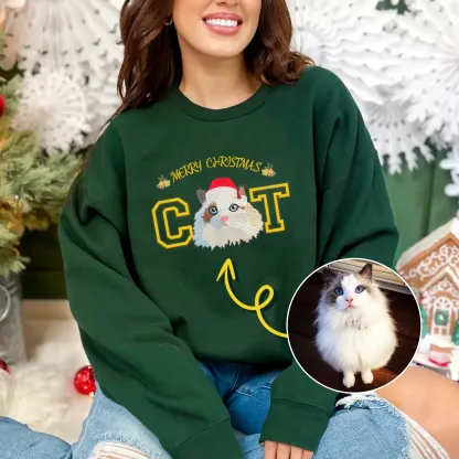 「Pet Mom and Pet Dad」のためのカスタムクリスマスペットフェイス刺繍スウェットシャツパーカー-welikecustom-MJ