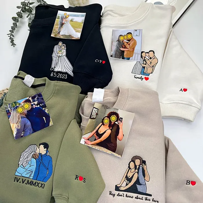 袖にカスタム名を入れた、カスタム写真刺繍スウェットシャツ、パーカー、Tシャツ-welikecustom-MJ