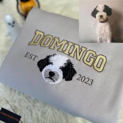 カスタムペット刺繍パーカースウェットシャツTシャツ、刺繍サイドリボンアップリケ付き、クリスマスギフト-welikecustom-MJ