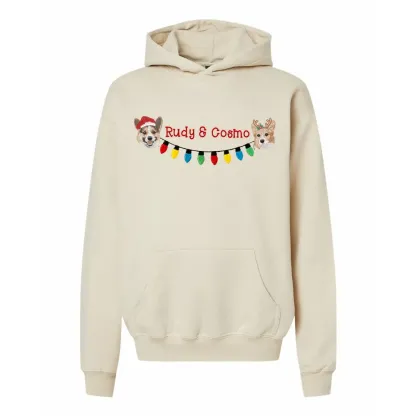 2 匹のペットのためのクリスマス ライト刺繍コレクション T シャツ、スウェットシャツ、パーカー-welikecustom-MJ