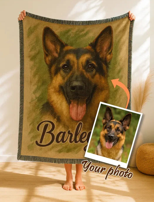 ペットの写真入りカスタム織りブランケット