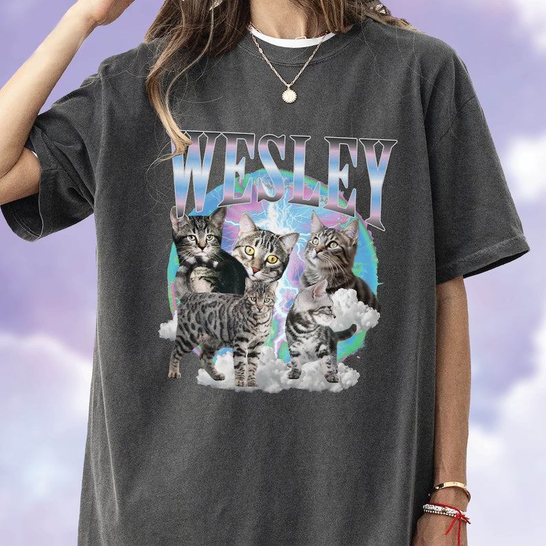 カスタムヴィンテージペットシャツ、カスタムパーソナライズレトロ 90 年代プリント T シャツ-welikecustom-MJ