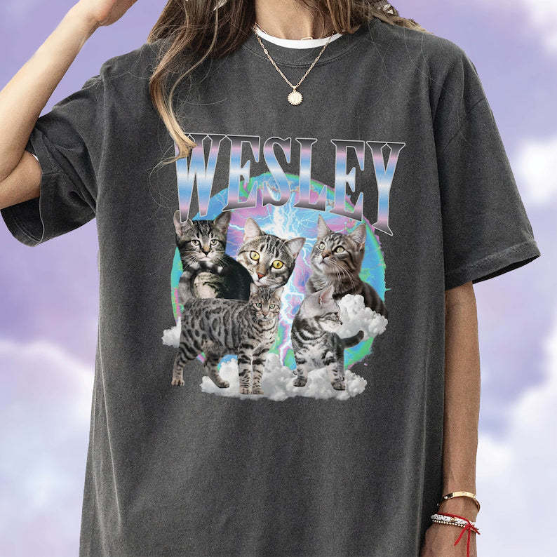 カスタムヴィンテージペットシャツ、カスタムパーソナライズレトロ 90 年代プリント T シャツ-welikecustom-MJ