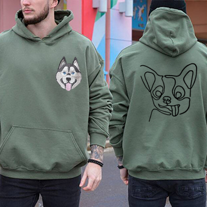 カスタム刺繍ペットポートレートパーカー、スウェットシャツの前面と背面に刺繍ペットポートレート-welikecustom-MJ