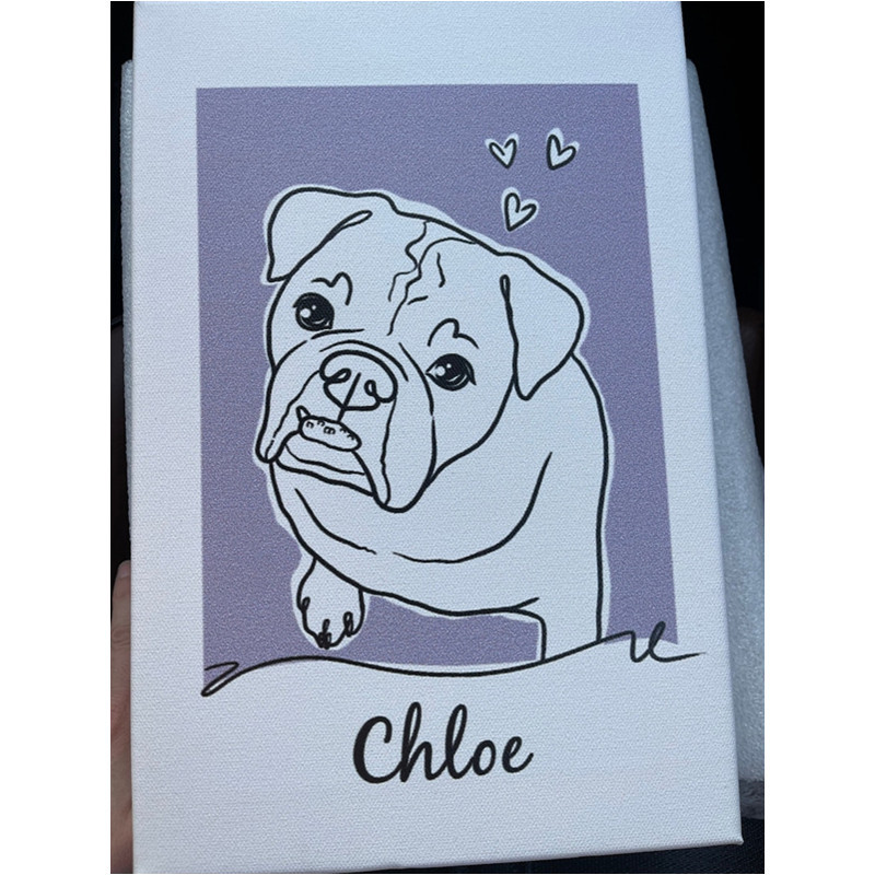 カスタム犬ラインアートポートレート、パーソナライズされたペットキャンバスウォールアート-welikecustom-MJ