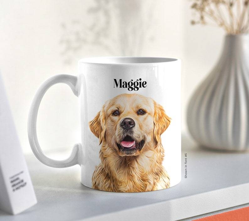 名前入りカスタムペットポートレートマグ、パーソナライズされたペットの顔のコーヒーマグ、ペットの死を偲んで-welikecustom-MJ