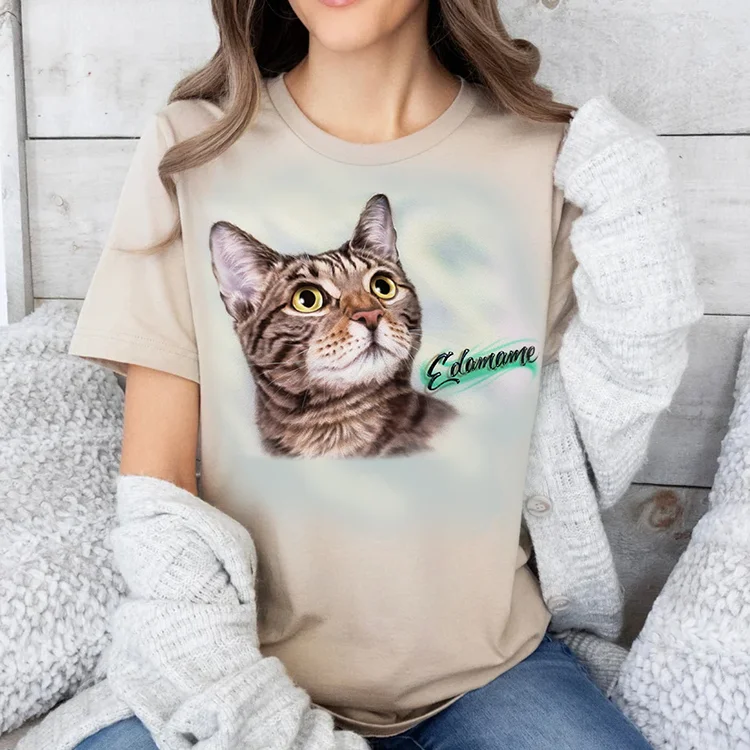 ペットのポートレート カスタム エアブラシ スタイルの熱転写 T シャツ、スウェット パーカー-welikecustom-MJ