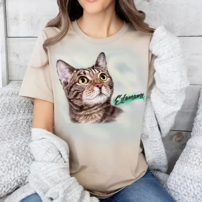 ペットのポートレート カスタム エアブラシ スタイルの熱転写 T シャツ、スウェット パーカー-welikecustom-MJ