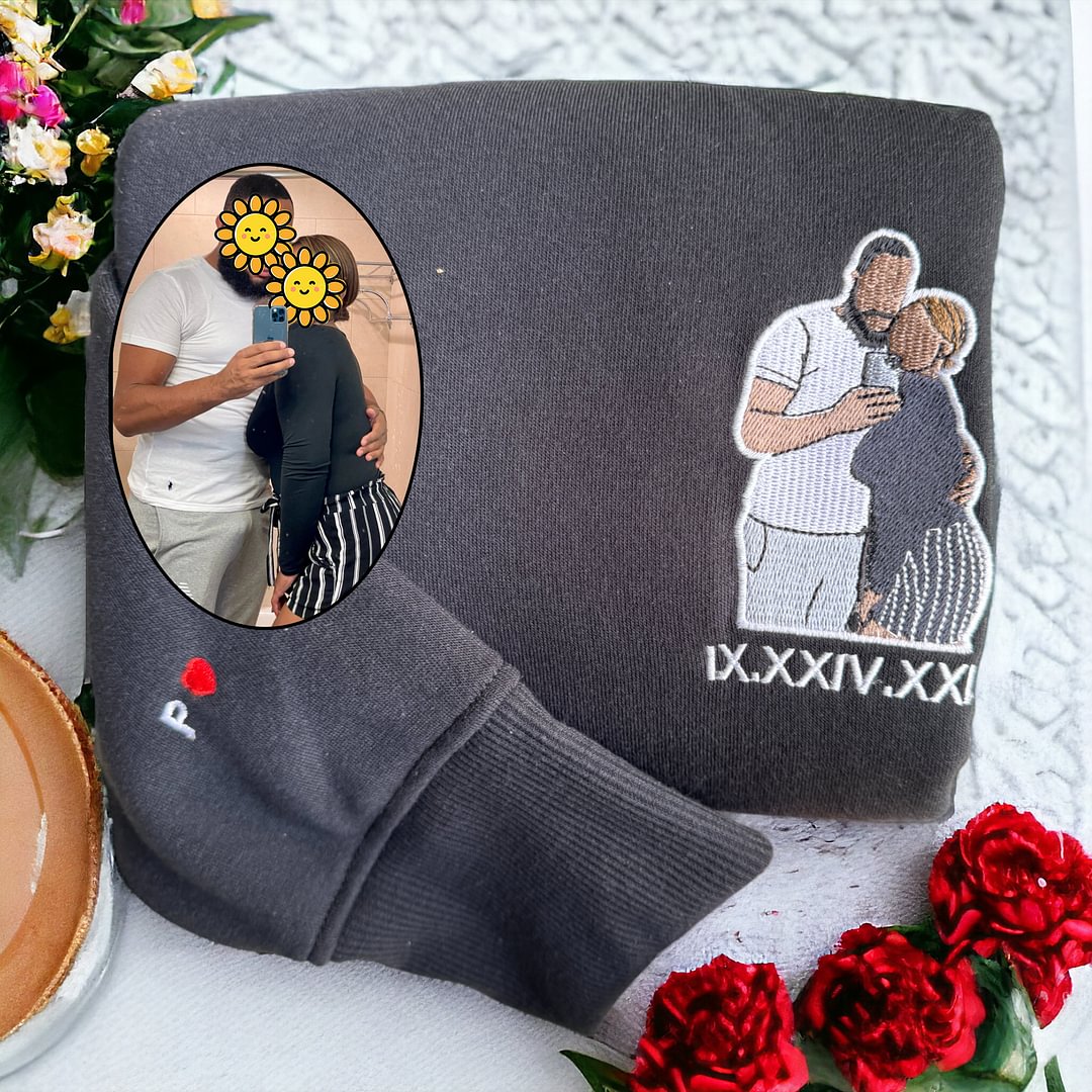 フォト刺繍リアルポートレート カップル & ファミリーメモリアル