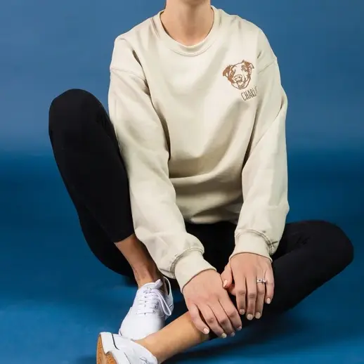 ペットの顔刺繍スウェット、Tシャツ、パーカー